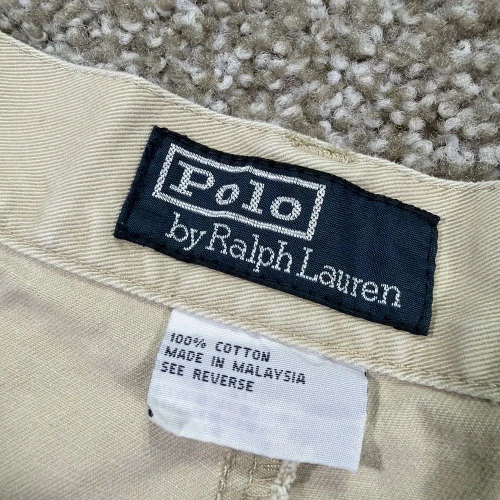 Vintage Polo Chino Shorts Double Pleated 90s Beige Classic Size 36